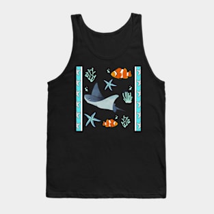 PACIFIC BLUE PATTERN STARFISH ORANGE CLOWNFISH BEACH HOUSE PRINTS DECOR IDEAS AND MORE STINGRAY STARFISH Tank Top